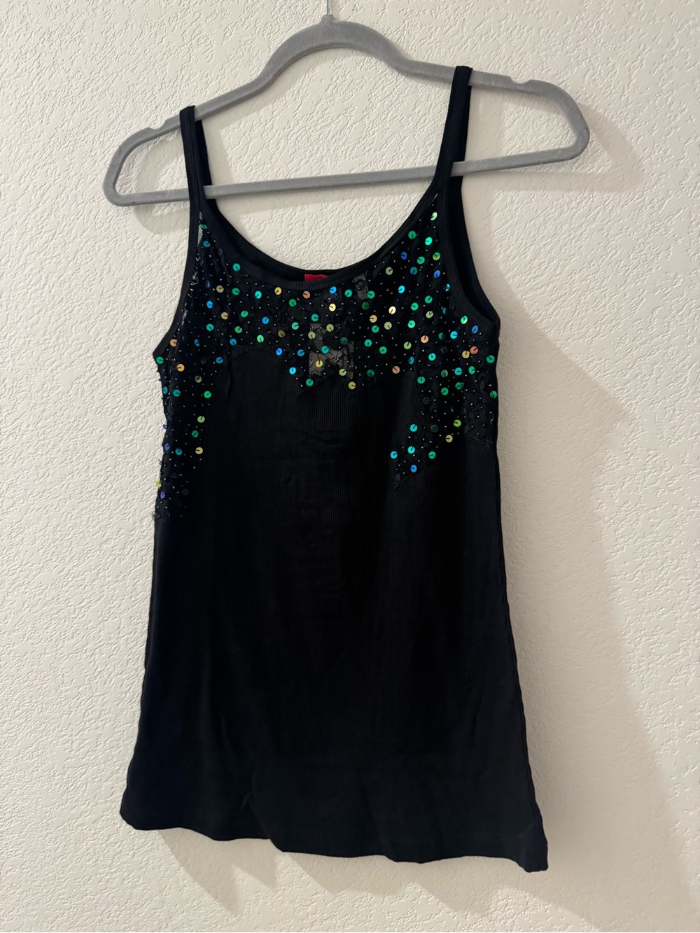 Scarlett Black Tank Top with Iridescent Sequins